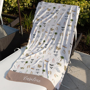 Serviette De Plage Fête de Fiançailles Personnalisée d'Été au Bord de