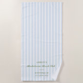 Serviette De Plage Fête de Fiançailles Rayures Bleues (Devant)