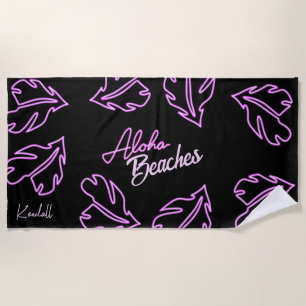 Serviette De Plage Fête de Fiançailles Tropicale Aloha Néon