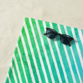 Serviette De Plage Fête de Fille Stripée Seafoam Vert Bleu (En situation)