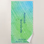 Serviette De Plage Fête de Fille Stripée Seafoam Vert Bleu (Devant)