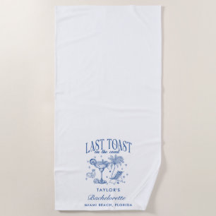 Serviette De Plage Fête de jeune fille côtière moderne cocktail bleu
