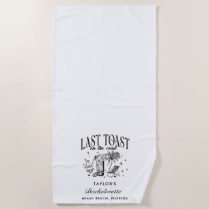 Serviette De Plage Fête de jeune fille côtière moderne cocktail noir