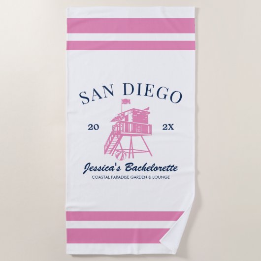 Serviette De Plage Fête de la plage Bachelorette personnalisée (Devant)