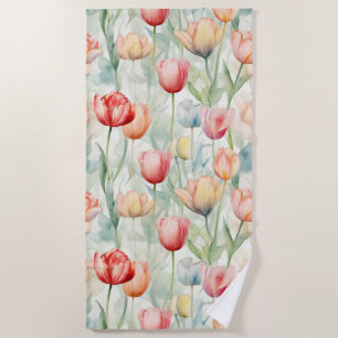 Serviette De Plage Fête de mariage Fleurs de Tulipe Rouge Jaune Ferme