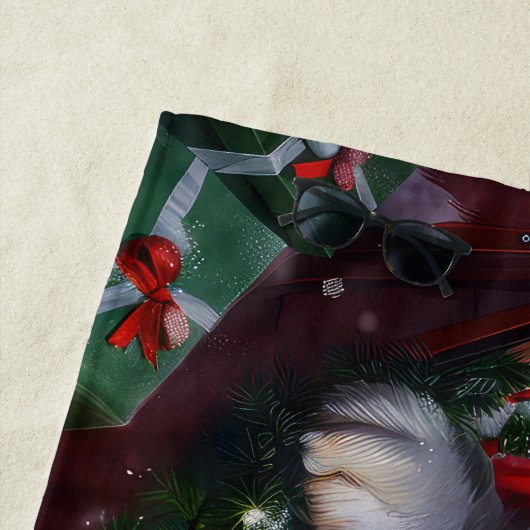 Serviette De Plage Fête de Noël des chiens de Terre-Neuve (En situation)