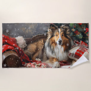 Serviette De Plage Fête de Noël du Berger des Shetland