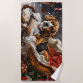Serviette De Plage Fête de Noël du chien beagle (Devant)