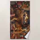 Serviette De Plage Fête de Noël du chien de Rhodesian Ridgeback (Devant)