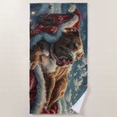 Serviette De Plage Fête de Noël du chien Pitbull (Devant)