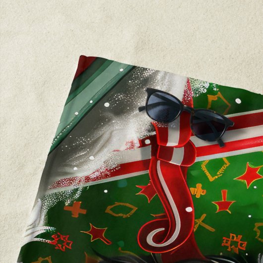 Serviette De Plage Fête de Noël du chien tibétain Terrier (En situation)