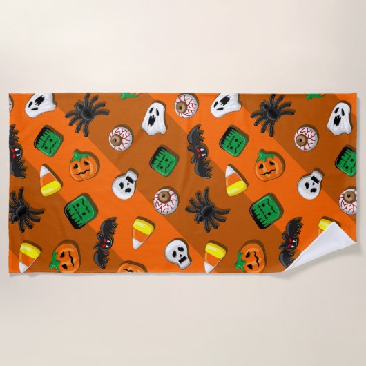 Serviette De Plage Fête des Candies Éffrayantes d'Halloween (Devant)