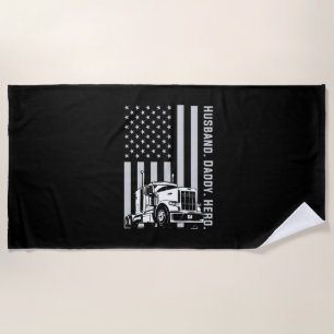 Serviette De Plage Fête des pères Drapeau américain papa de camion
