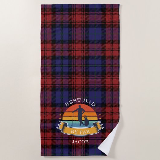 Serviette De Plage Fête des pères Meilleur Papa Par Par Plaid Tartan (Devant)