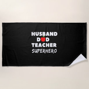 Serviette De Plage Fête des pères Super mari papa enseignant