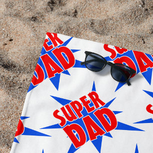 Serviette De Plage Fête des pères vintage Comic Super Papa