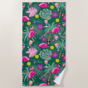 Serviette De Plage 🤩 Fête tropicale au pickleball,