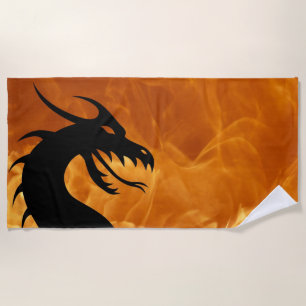 Serviette De Plage Feu de dragon noir et chaleur