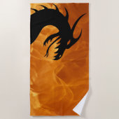 Serviette De Plage Feu de dragon noir et chaleur (Devant)