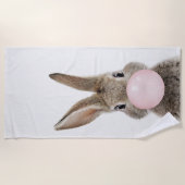 Serviette De Plage Feu de lapin rose bulle gomme (Devant)