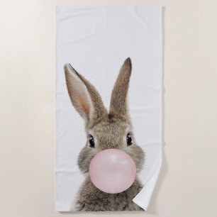 Serviette De Plage Feu de lapin rose bulle gomme