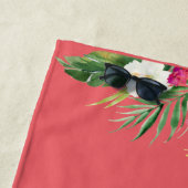 Serviette De Plage Feuillage moderne floral rose botanique tropical (En situation)