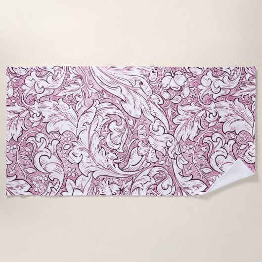 Serviette De Plage Feuillage orné rose rose (Devant)