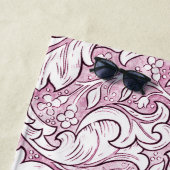 Serviette De Plage Feuillage orné rose rose (En situation)
