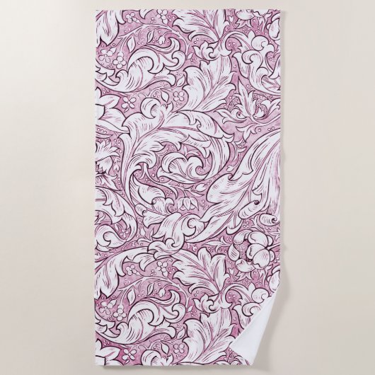 Serviette De Plage Feuillage orné rose rose (Devant)