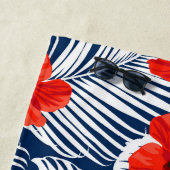 Serviette De Plage Feuillage tropical Hibiscus floral rouge (En situation)