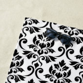 Serviette De Plage Feuille Damask Patte noir sur blanc (En situation)