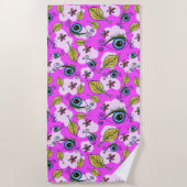Serviette De Plage Feuille de fleur des yeux_pourpre (Devant)