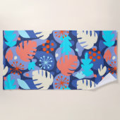 Serviette De Plage Feuille de Monstera Mod Abstrait Hawaïen Tropical  (Devant)