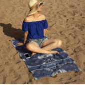 Serviette De Plage Feuille de palme en bleu Delft, personnalisable