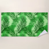 Serviette De Plage Feuille de palme Impression, émeraude et vert citr (Devant)