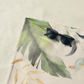 Serviette De Plage Feuille de palme tropical Script Botanique Personn (En situation)