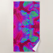 Serviette de plage Feuille Tropical Lush Magenta (Devant)