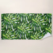 Serviette de plage Feuille Tropical Vert (Devant)