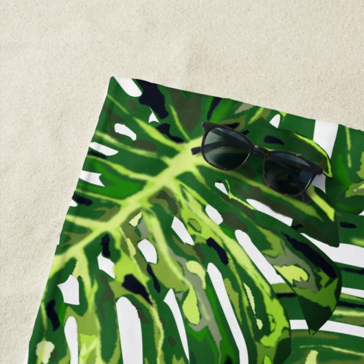 Serviette de plage Feuille Tropical Vert (En situation)