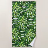 Serviette de plage Feuille Tropical Vert (Devant)