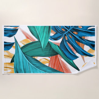 Serviette De Plage Feuille Tropical vert exotique plante Beach Towel