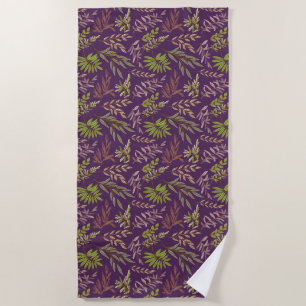 Serviette De Plage Feuilles botaniques : un dos violet époustouflant