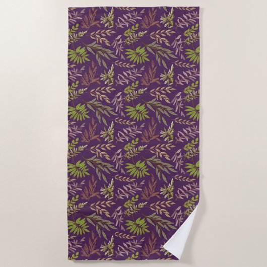 Serviette De Plage Feuilles botaniques : un dos violet époustouflant (Devant)