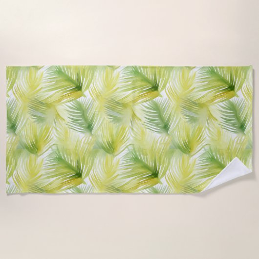 Serviette De Plage Feuilles d'aquarelle tropicale (Devant)
