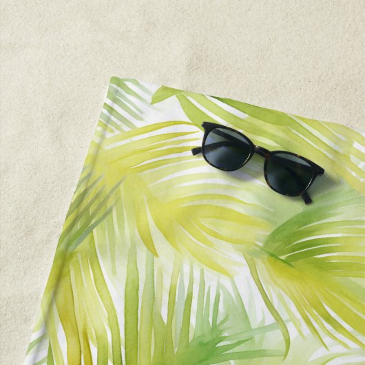 Serviette De Plage Feuilles d'aquarelle tropicale (En situation)