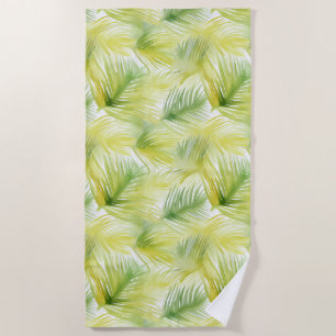 Serviette De Plage Feuilles d'aquarelle tropicale