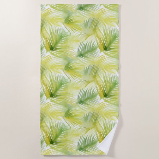 Serviette De Plage Feuilles d'aquarelle tropicale (Devant)