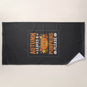Serviette De Plage Feuilles d'automne Citrouille Halloween Design