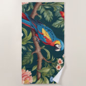 Serviette De Plage Feuilles de la jungle tropicale des perroquets col (Devant)