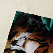 Serviette De Plage Feuilles de la jungle verte de Tiger (En situation)